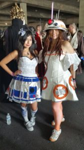 R2-D2 and BB-8 cosplayers